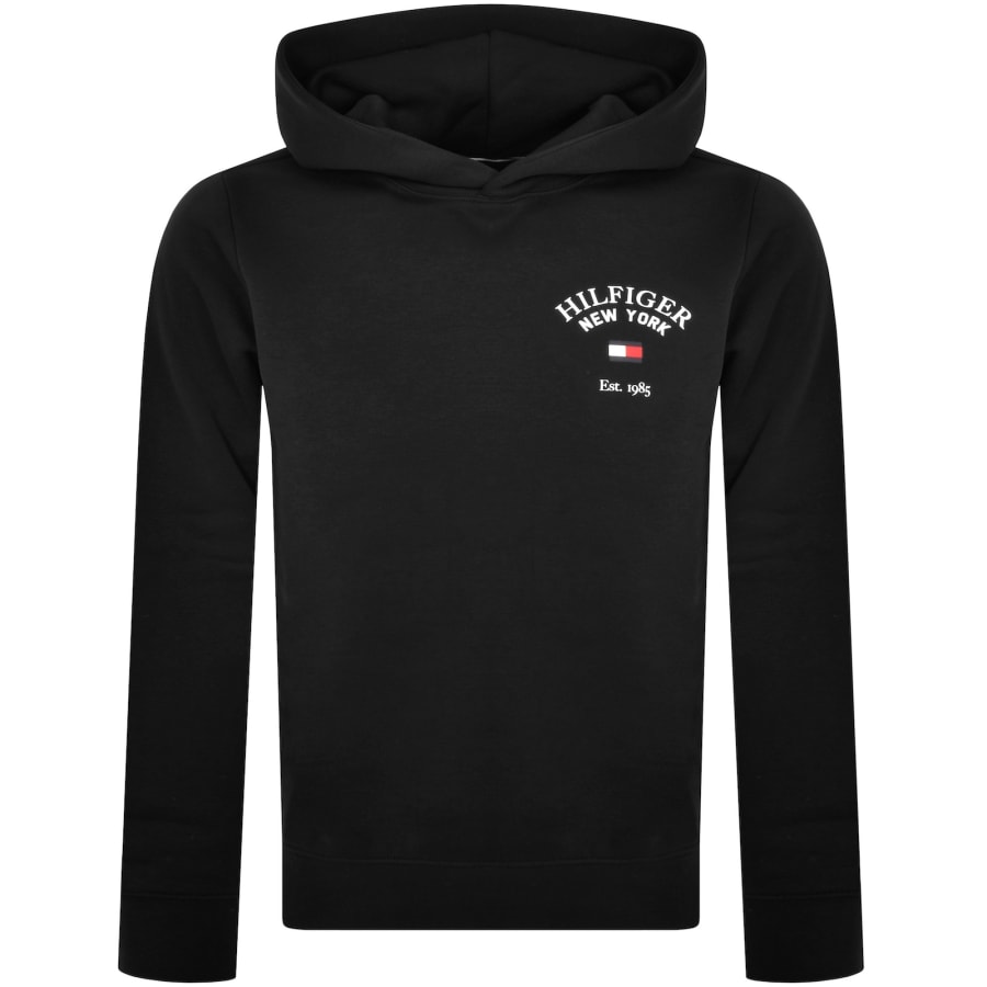 Tommy Hilfiger Logo Pullover Hoodie Black Mainline Menswear